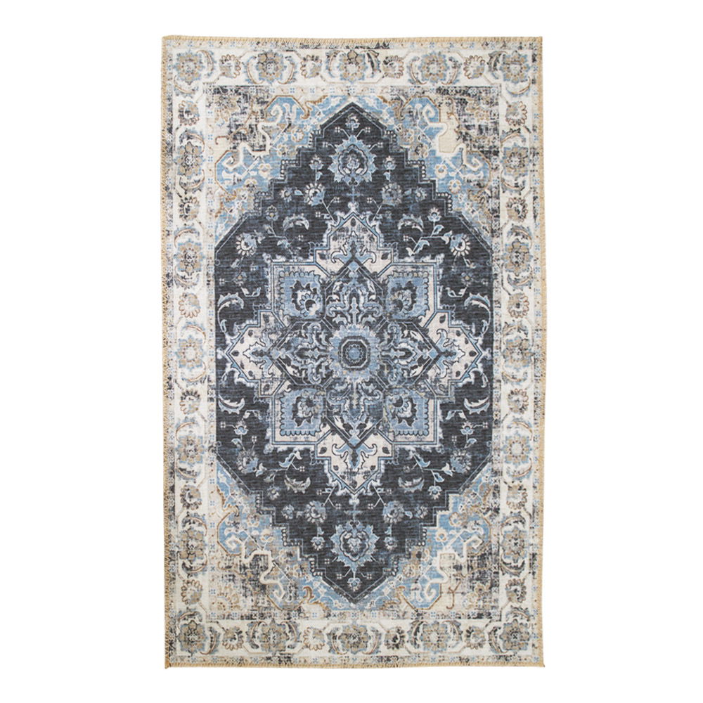 Havana Teppich – blau, klassisches Orientdesign, Chenille-Teppich
